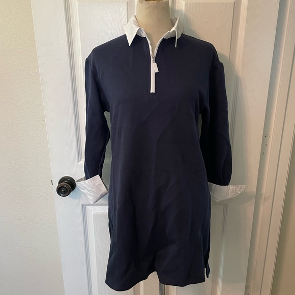 NWT - ADDISON BAY Women's Rugby Sweatshirt Mini Dress, Navy And White, small - Picture 10 of 14